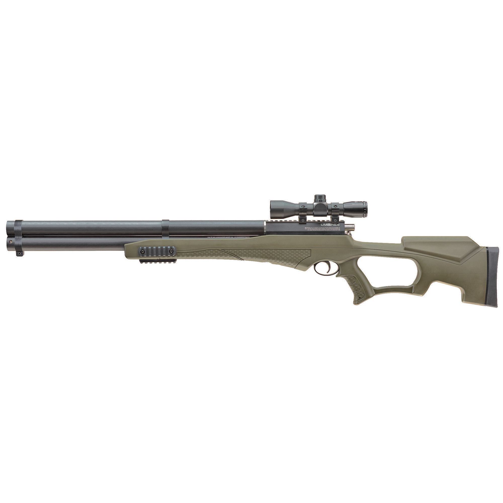 Umarex USA 2252660 Air Saber Combo PCP Umarex Straight Flight Technology Arrows 1 Shot, Black Barrel, Black Receiver, Green Fixed Thumbhole Stock, Scope Axeon Optics 4x32mm