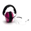 Pyramex VGCOMBO210 Low-Profile Combo Kit  Scratch Resistant Clear Lens & Frame with Rubber Temple Tips Pink Low-Profile Earmuffs