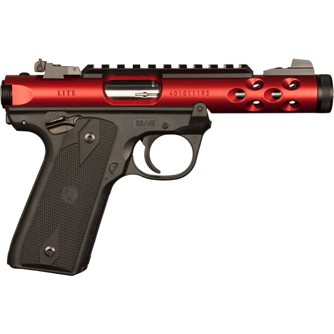 RUGER Mark IV 22/45 Lite, 22 LR, 4.4in. Barrel, 10rd - Red (43910) RUGER Mark IV 22/45 Lite, 22 LR, 4.4in. Barrel, 10rd - Red (43910)