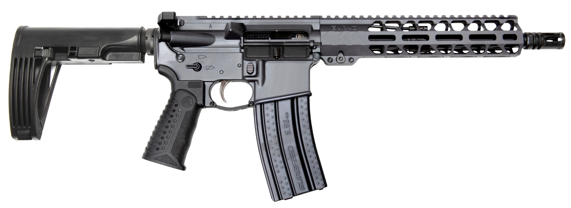 Battle Arms Development Forged WORKHORSE DEFENSE AR Pistol - Combat Grey | 5.56NATO | 10.5" Barrel | 9.5" M-LOK Free-Float Rail | Ambi Charging Handle | Nickel Teflon Trigger | Gear Head Works Tailhook MOD 2 Pistol Brace