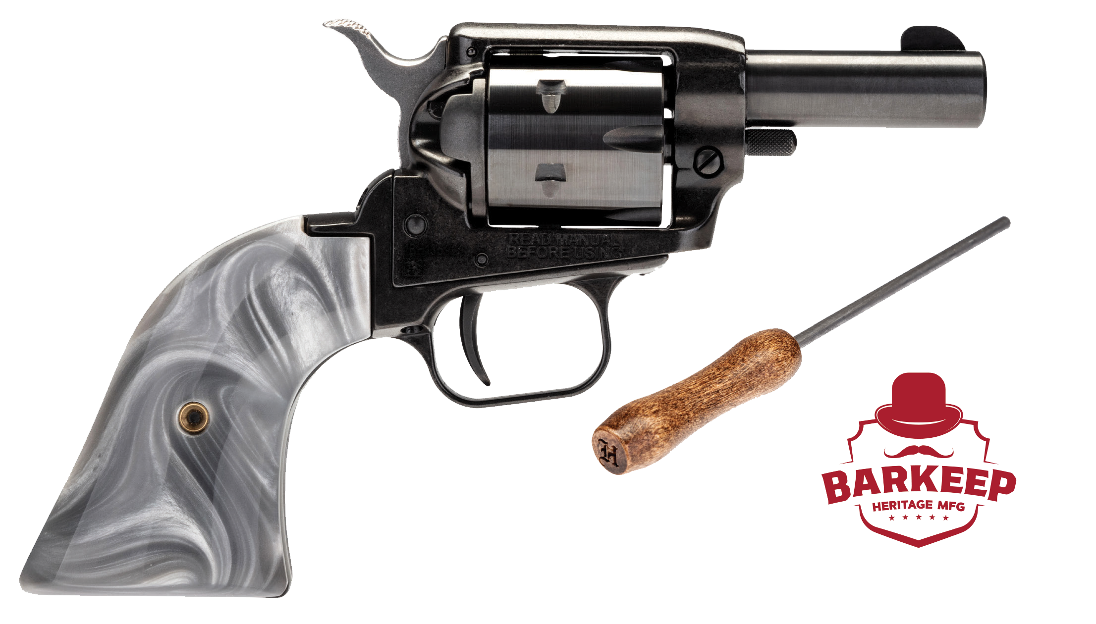 Heritage Barkeep Revolver - Black | .22 LR | 3.6" Barrel | 6rd | Gray Pearl Grips