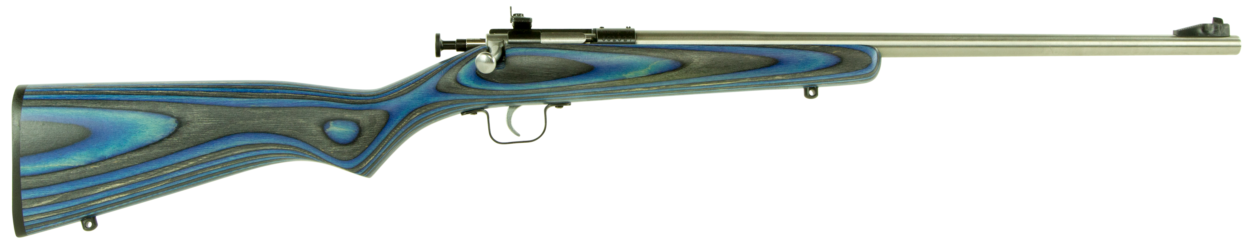 Crickett KSA2223 Youth  22 LR 1rd 16.12" Stainless Steel Barrel, Fixed Front/Adjustable Rear Peep Sights, Blue Laminate Stock w/11.5" LOP, Rebounding Firing Pin Safety