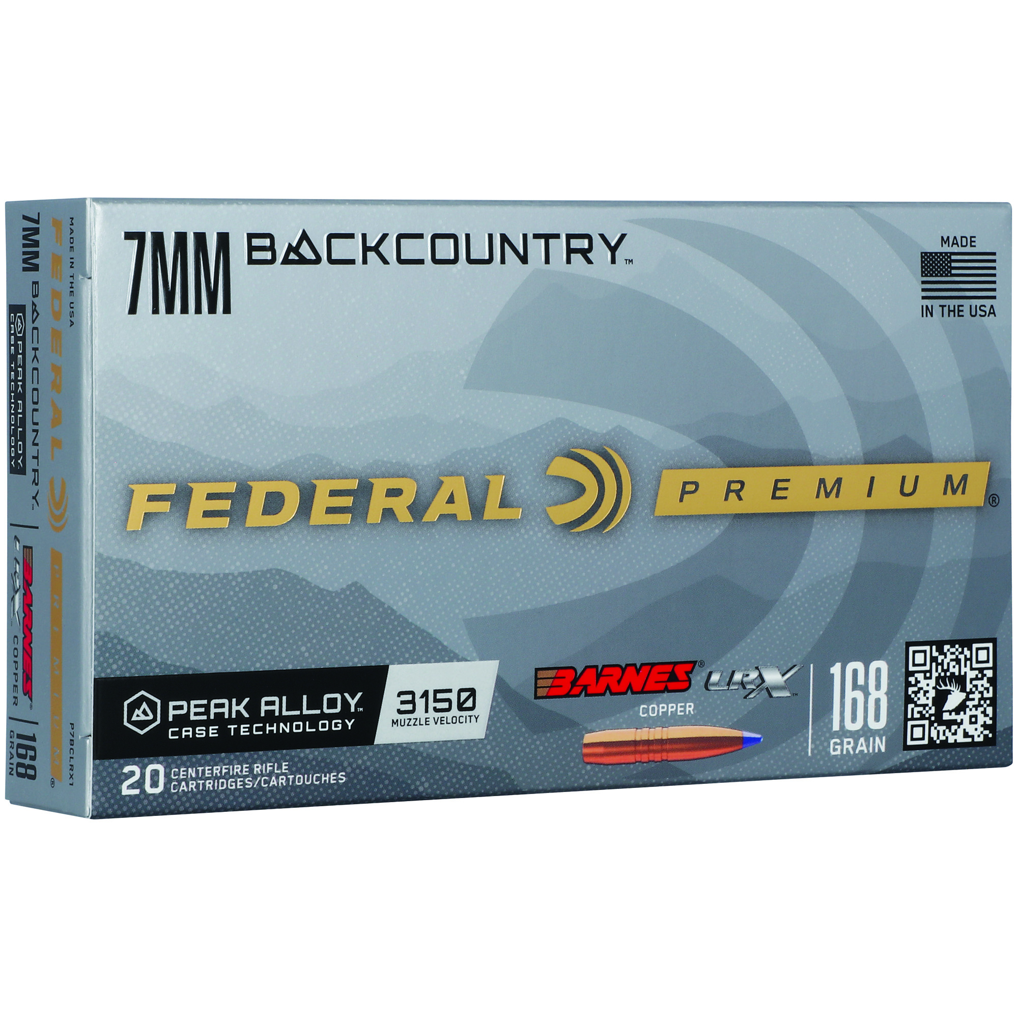 Federal P7BCLRX1 BackCountry  7mm BC 168gr 20 Per Box/10 Case