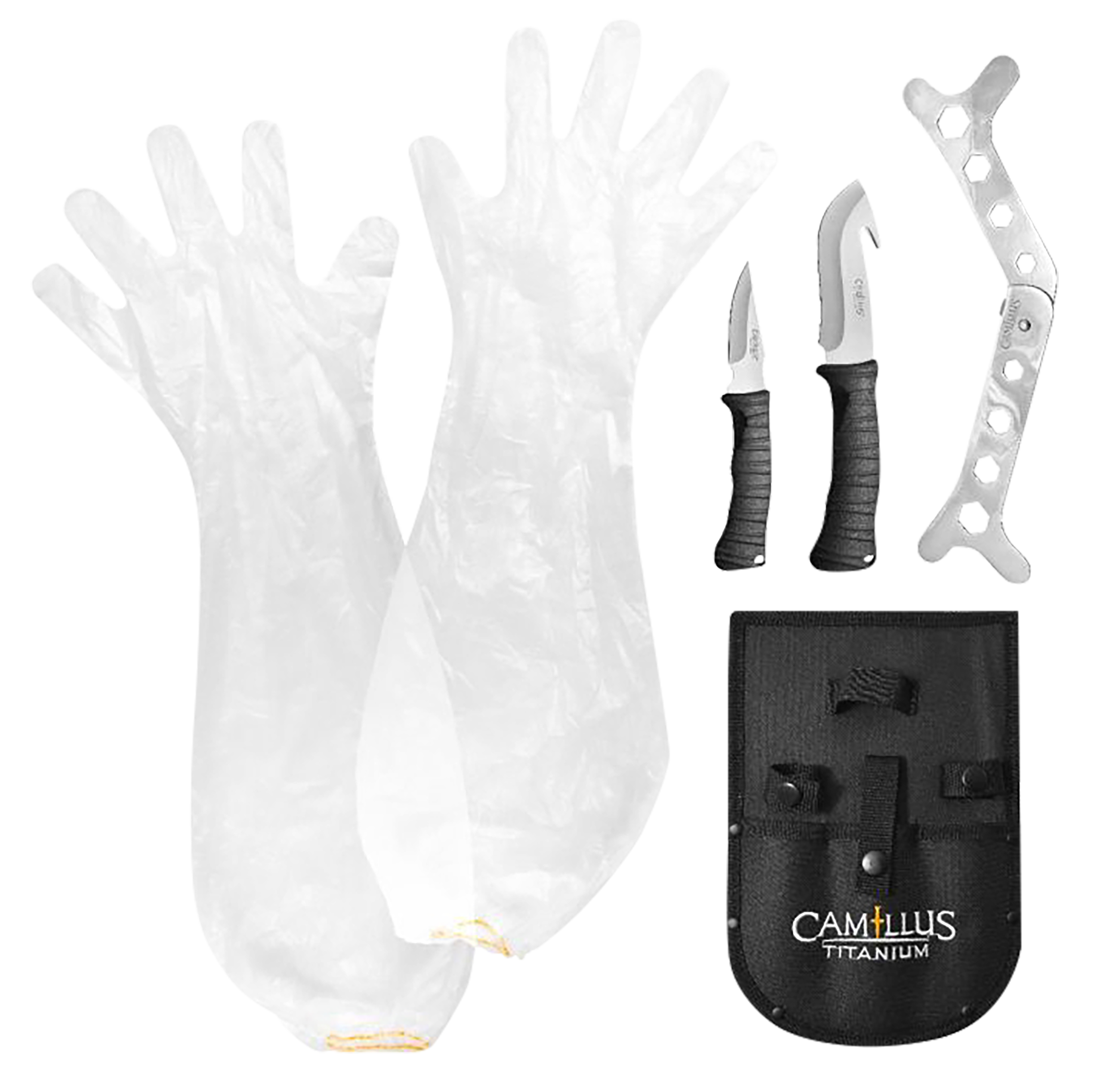 Camillus 19439 Hunting Kit  Fixed Caper/GutHook Plain Titanium Nitride Coated 5 Pieces