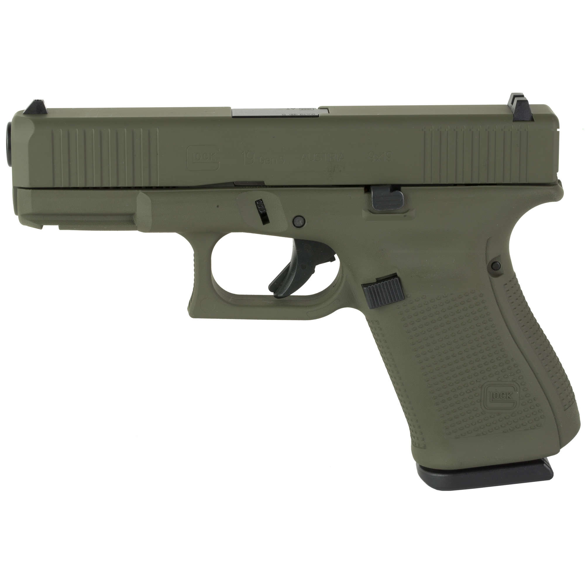 Glock G19 Gen 5 9mm 4.02in 15rd Olive Drab Green Skydas Cerakote
