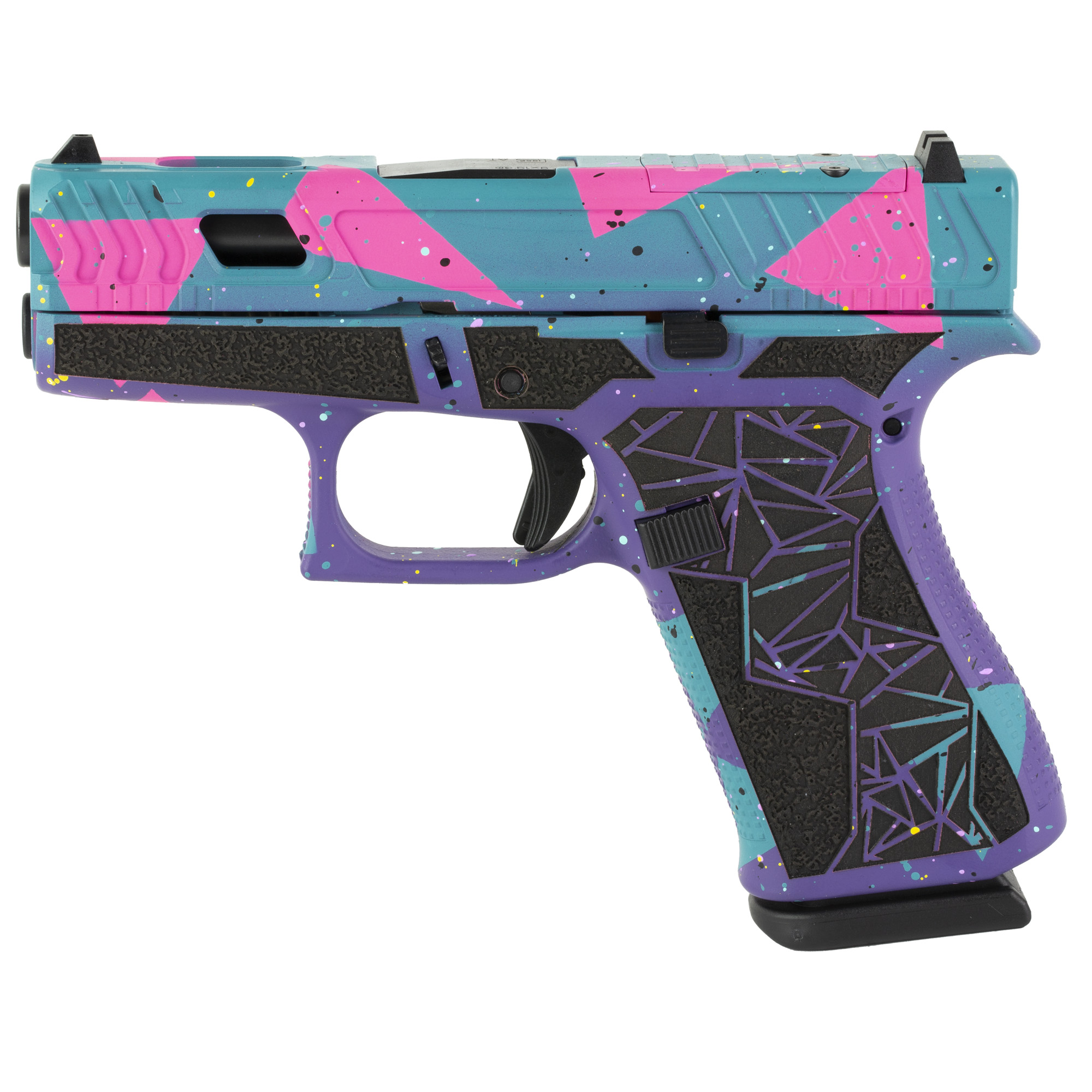 Glock G43X 9mm Luger 3.41in 10rd Cerakote Purple Cyan Pink