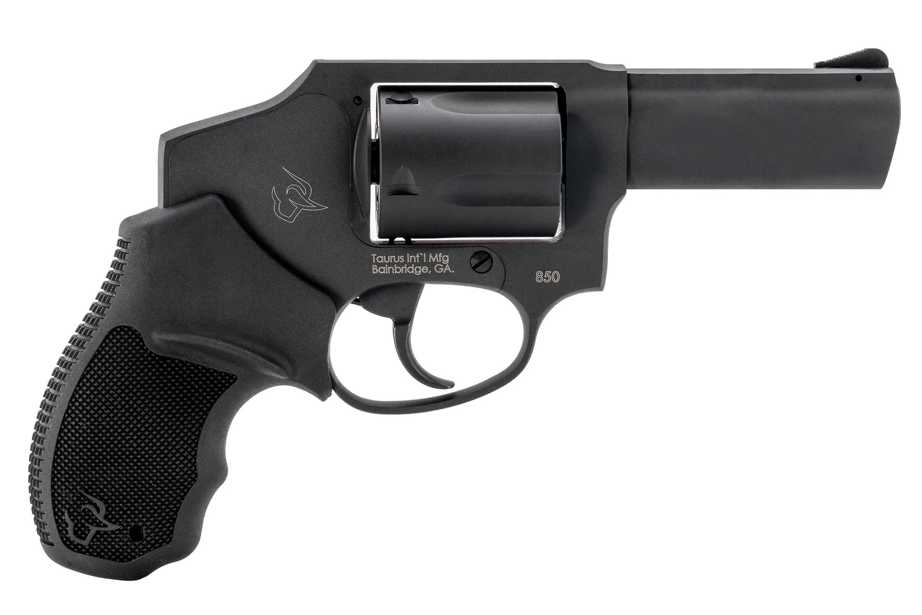 Taurus 2-850131 850  Small 38 Special 5 Shot 3" Matte Black Alloy Steel Barrel, Cylinder & Frame, Black Rubber Grip, Transfer Bar Safety, Concealed Hammer - 2-850131 - 725327637622