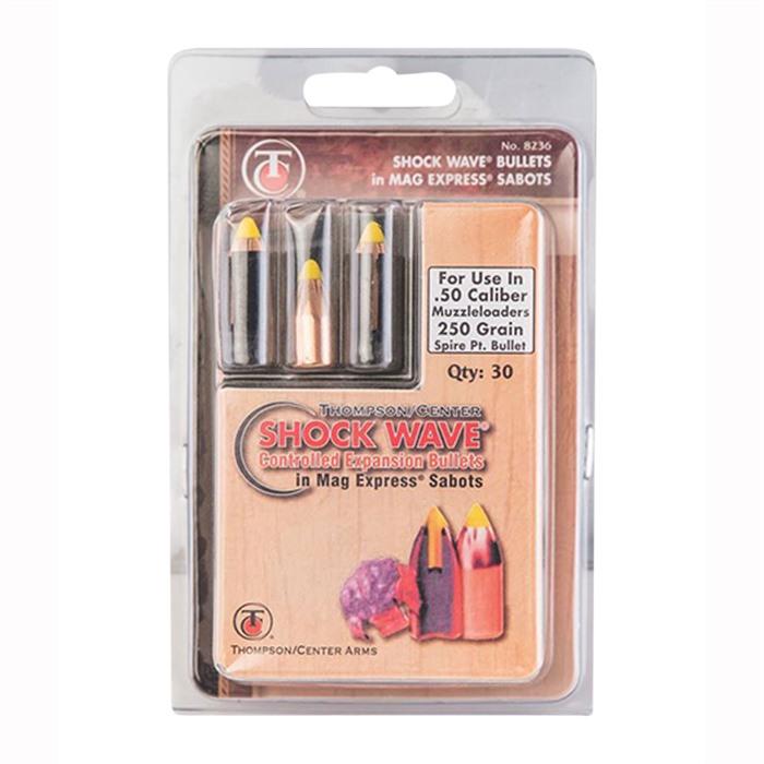 Thompson Center Shockwave Spire Point Polymer Tip Bullets .50 cal Sabot 250gr 30/ct