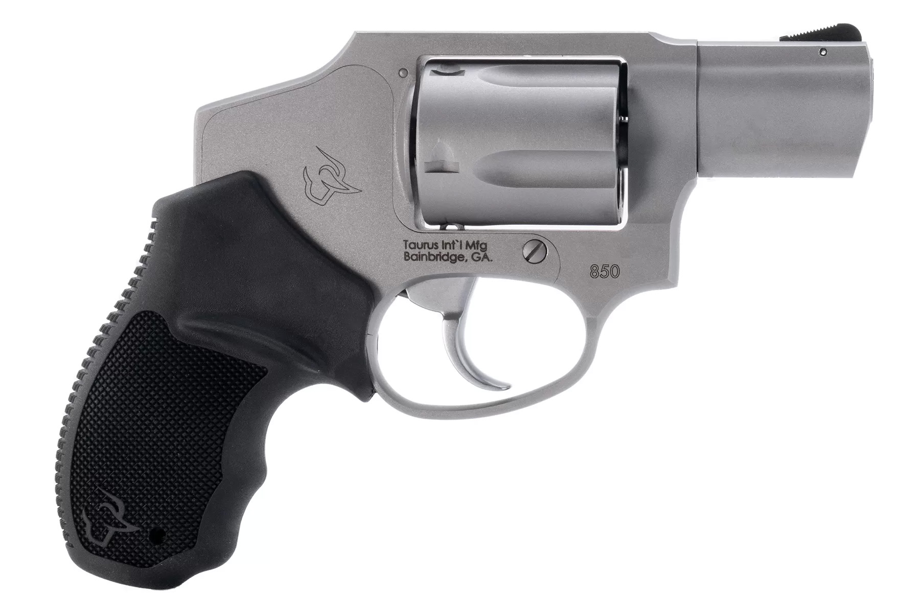Taurus 2-850129 850  Small 38 Special 5 Shot 2" Matte Stainless Steel Barrel & Cylinder, Matte Stainless Steel Frame, Black Rubber Grip, Transfer Bar Safety, Concealed Hammer - 2-850129 - 725327200970