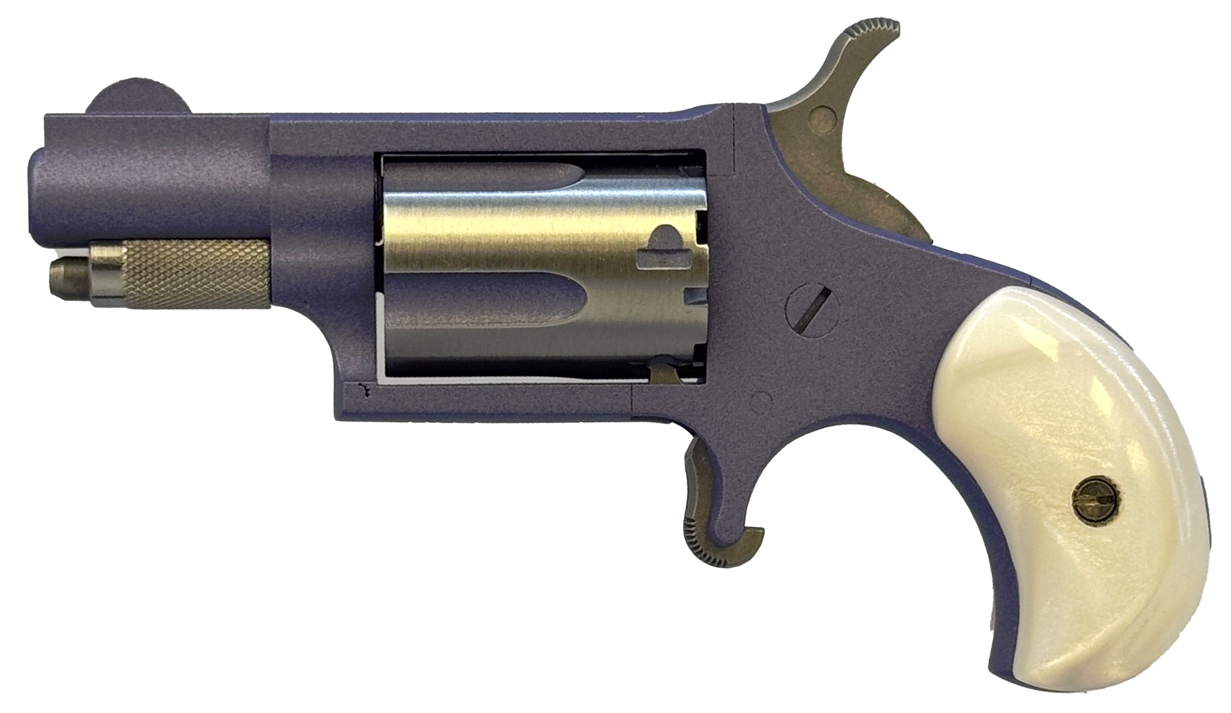 North American Arms 22LRORCHID Mini-Revolver  22 LR 5 Shot 1.13" Orchid Cerakote Stainless Steel Barrel & Frame, Orchid/Stainless Cylinder, White Pearlite Grip, Stainless Exposed Hammer