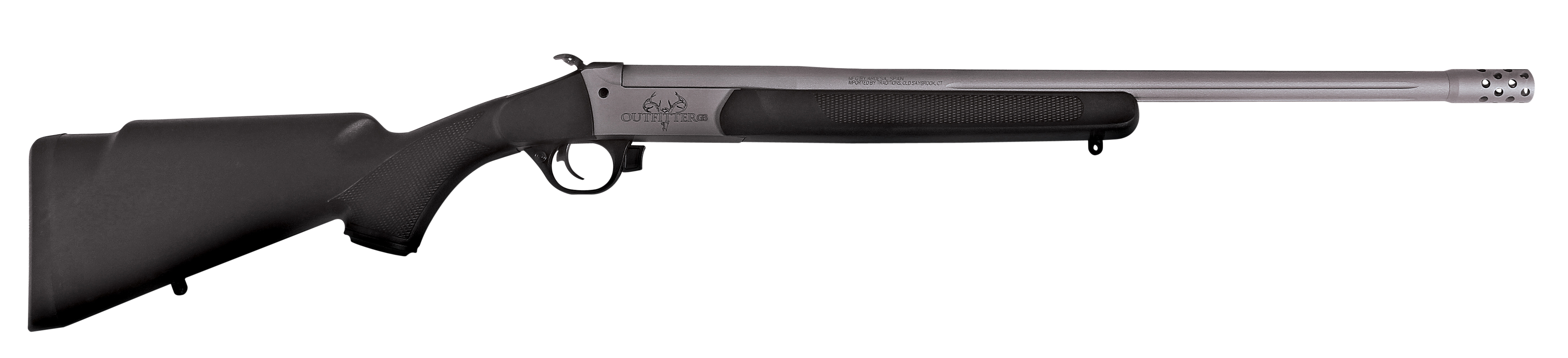 Traditions CR451130T Outfitter G3 Full Size 450 Bushmaster 1rd 22" Stainless Cerakote Fluted Threaded Barrel, Drilled & Tapped Steel Receiver, Fixed Black Synthetic Stock, Right Hand