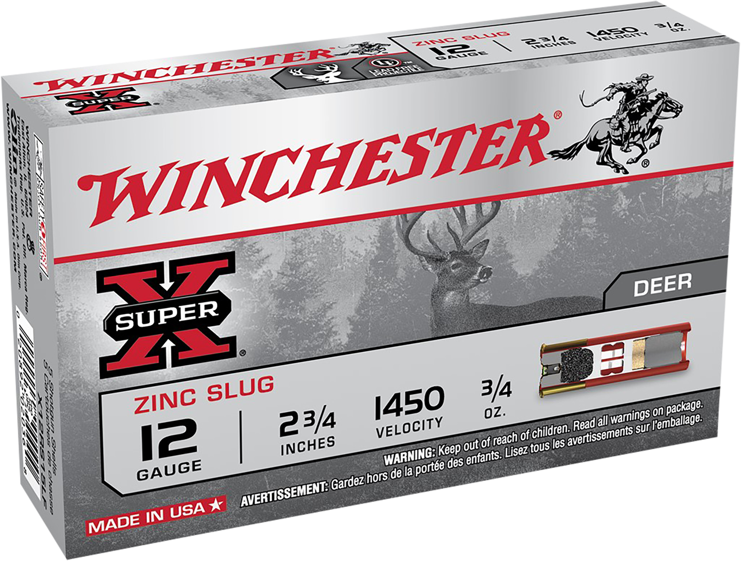 Winchester Ammo X12RS15LF Super X 12Gauge 2.75" 3/4oz Zinc Slug Shot 5 Rounds Winchester Ammo X12RS15LF Super X 12Gauge 2.75" 3/4oz Zinc Slug Shot 5 Rounds
