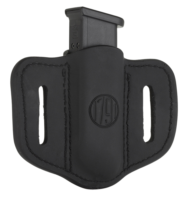 1791 Gunleather MAG12SBLA MAG1.2 Single Mag Holster Stealth Black Leather Belt Slide Compatible w/ Double Stack Ambidextrous
