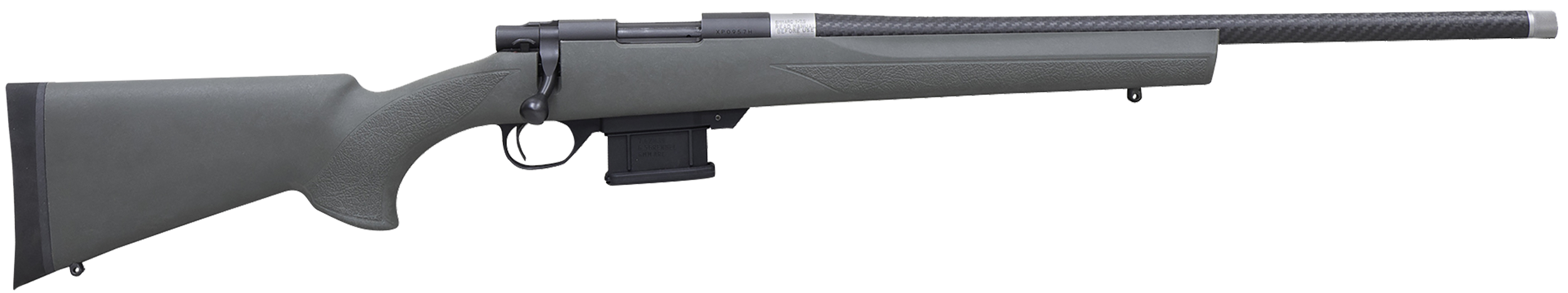 Howa HMACF65GYTH 1500 Mini Action 6.5 Grendel 20" Black Carbon Fiber Threaded Barrel, Black Drilled & Tapped Steel Receiver, Fixed HTI Green Synthetic Stock