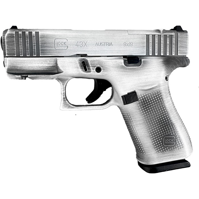 Glock 43x Mos 9mm 3.41in Barrel 10+1-Round Distressed Stormtrooper White