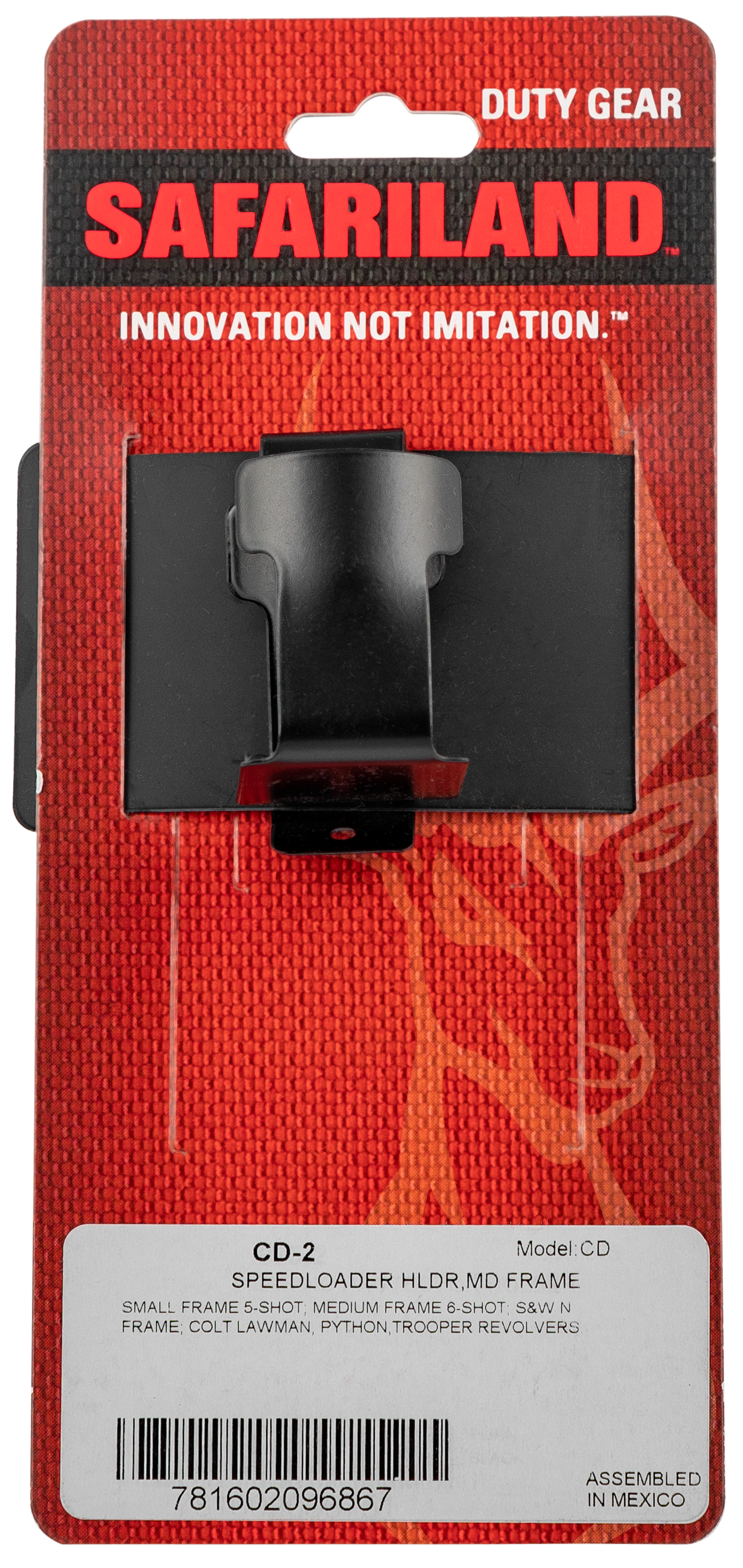 Safariland CD2 CD-2 Speedloader Belt Holder Black Epoxy Coated Steel, Belt Clip Mount Fits Belts Up To 2", Compatible With Small 5 Shot or Medium 6 Shot Frames