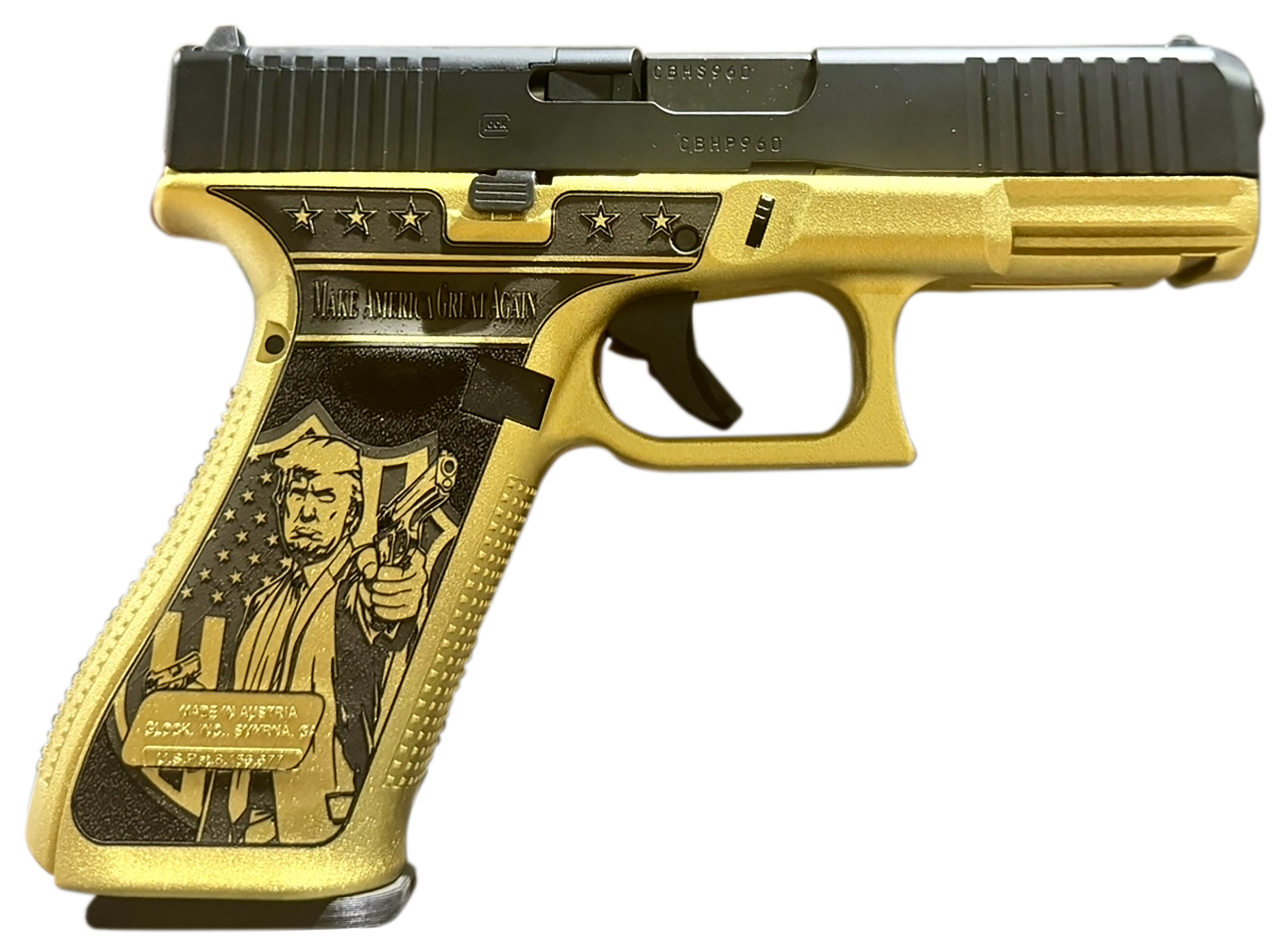 Glock G45 Gen5 MOS 9mm Luger 4.02 in 17+1 Rounds Gold w Trump Engraving