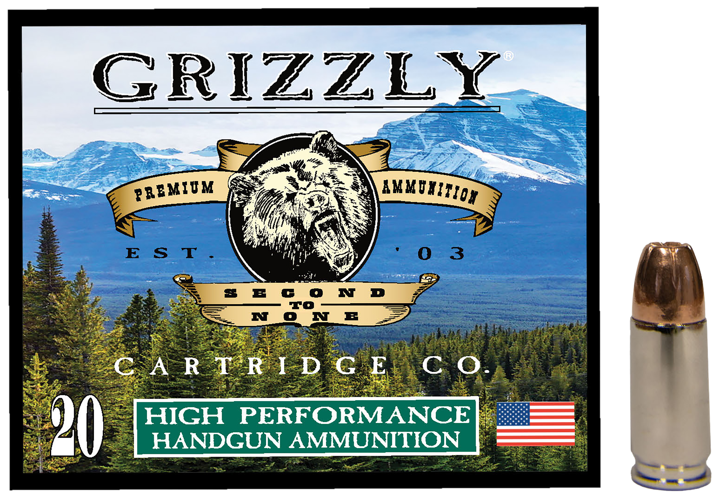 Grizzly Ammo GC9MM1   9mm 115gr Jacketed Hollow Point 20 Per Box/10 Case