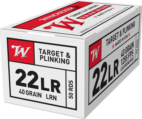 Winchester USA Rimfire Ammo 22 Long Rifle Lead Round Nose 40 Grain 50 Rounds
