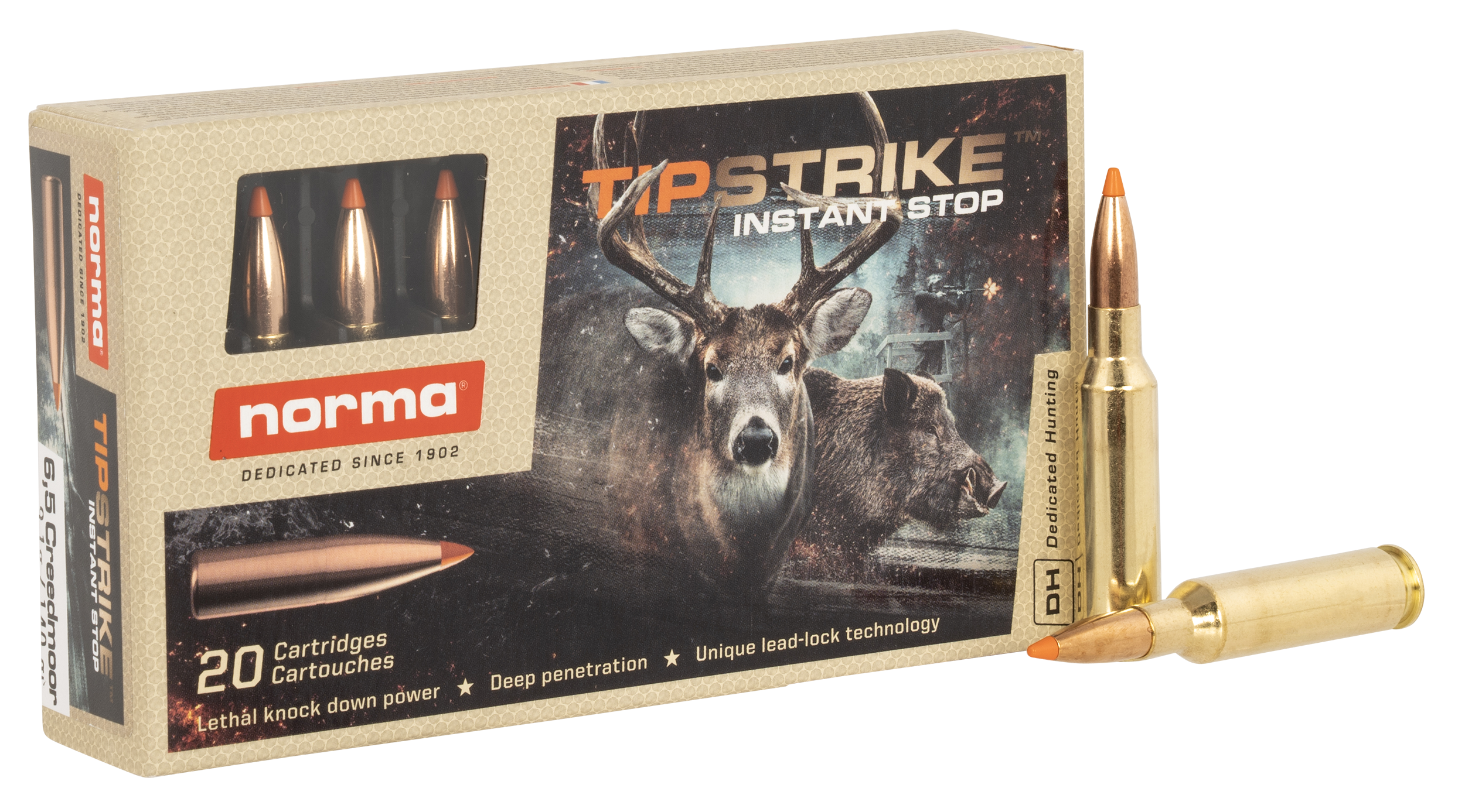 Norma Ammunition 20166512 Dedicated Hunting Tipstrike 6.5Creedmoor 140gr 20 Rounds