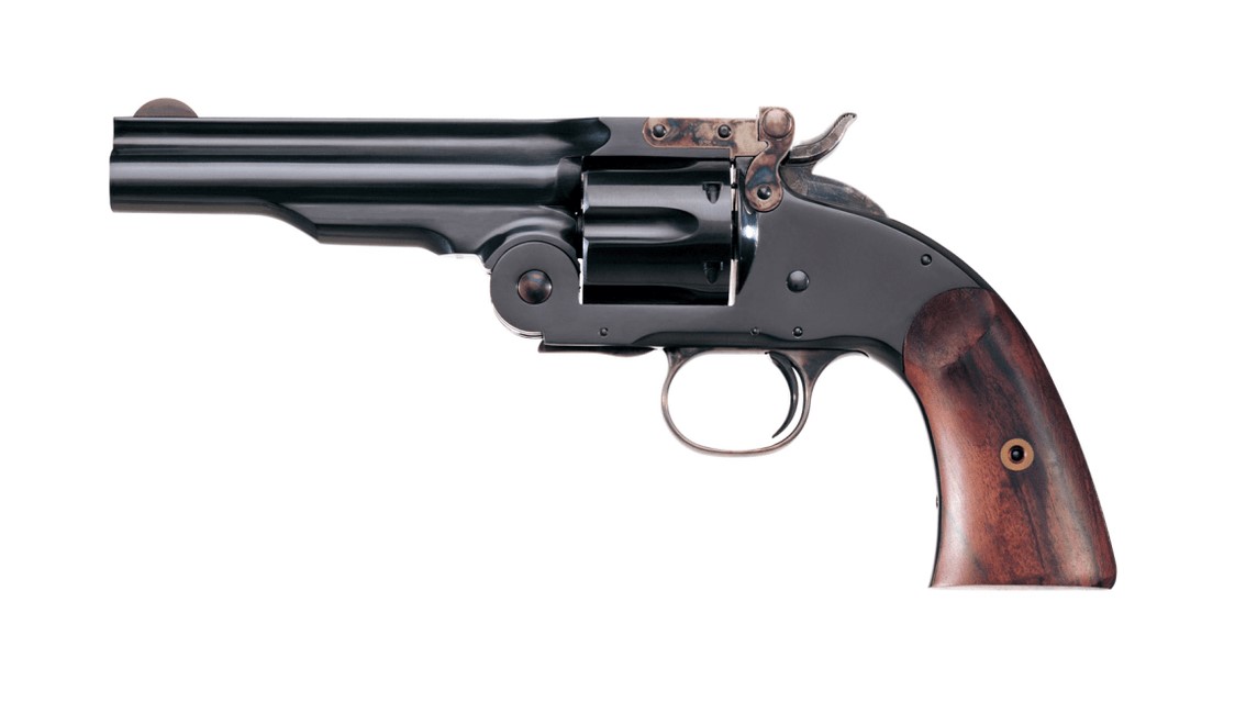 Taylors & Company 550681 Second Model Schofield 38 Special Caliber with 5" Barrel, 6rd Capacity Cylinder, Overall Blued Finish Steel & Walnut Grip