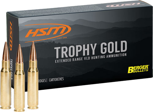 HSM 264WM130VLD Trophy Gold Extended Range 264 Win Mag 130 gr Berger Hunting VLD Match 20 Rounds