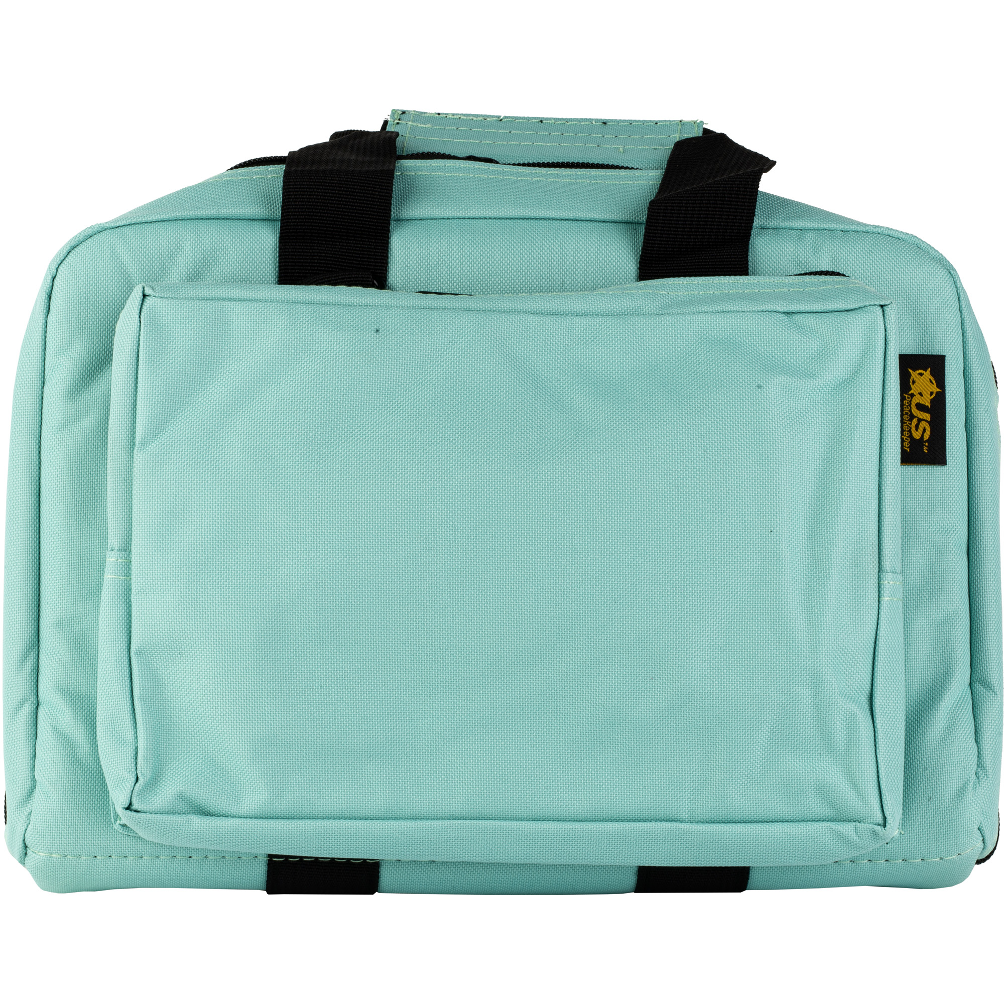 US PeaceKeeper P21102 Mini Range Bag Water Resistant Robin's Egg Blue 600D Polyester with 8 Mag Pockets, Lockable Zippers & Wraparound Handles 12.75" L x 8.75" H x 3" D Exterior Dimensions