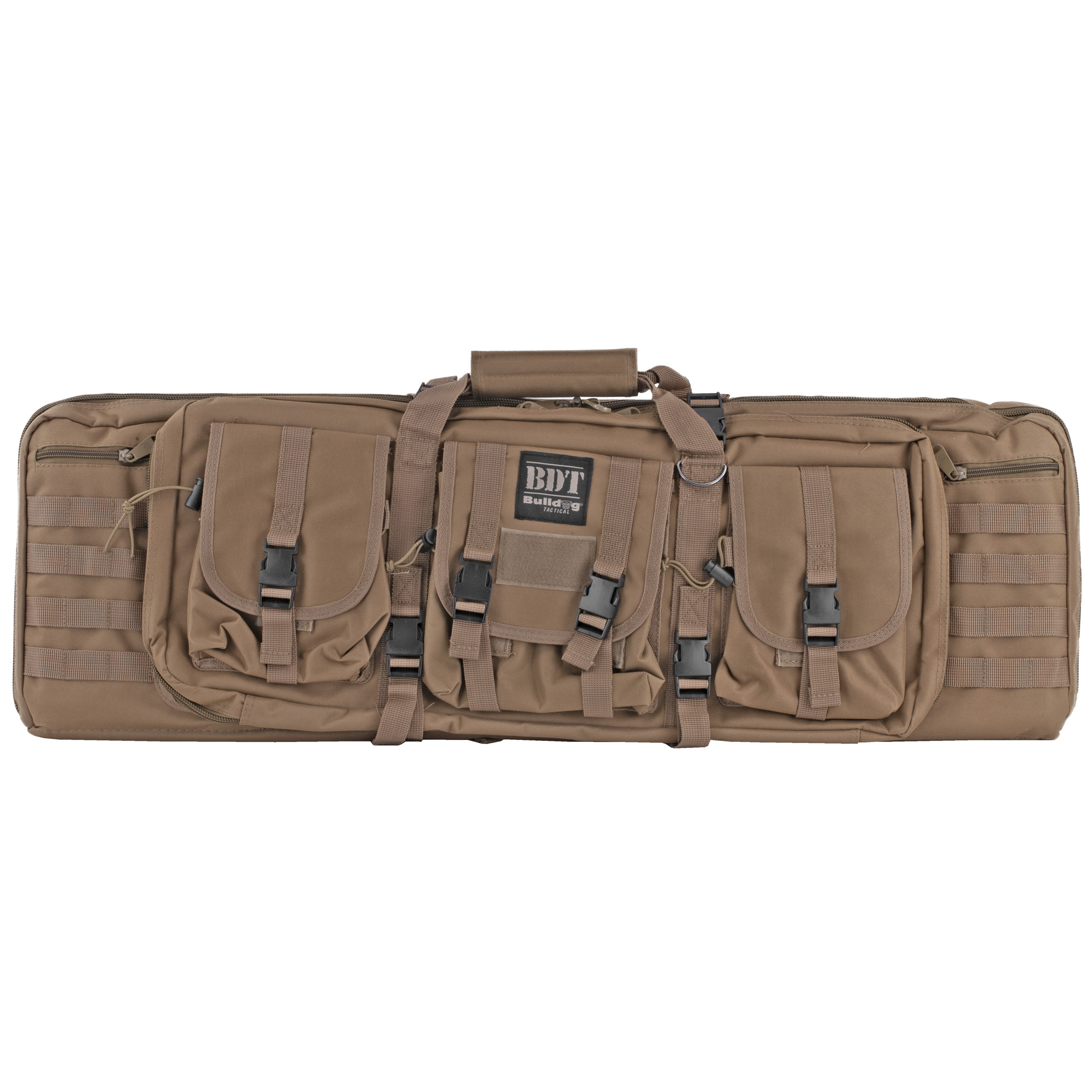Bulldog BDT6037T BDT Tactical Double 37" Tan Nylon, 3 Accessory Pockets, Deluxe Padded Backstraps Lockable Zippers, Padded Internal Divider