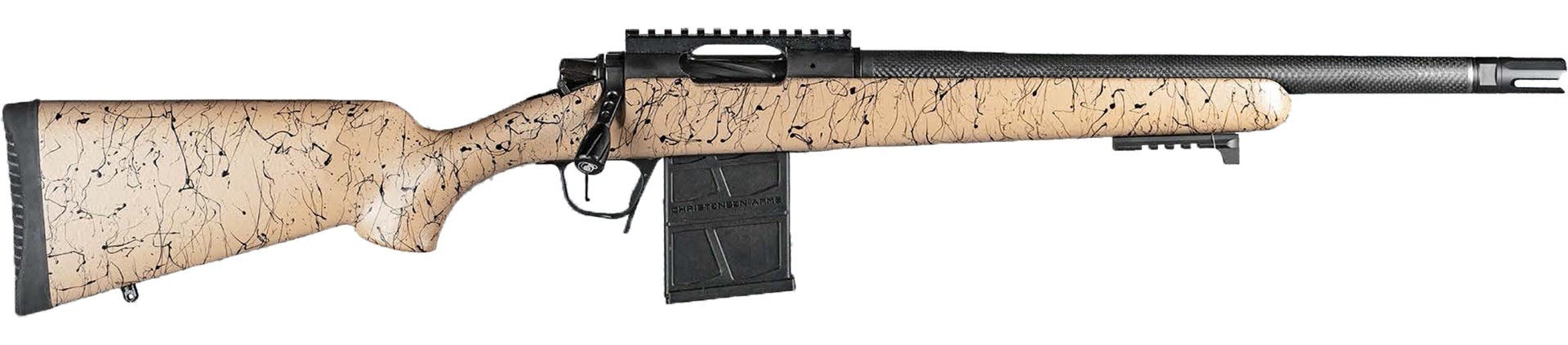 Christensen Arms 8010612100 Ridgeline Scout Full Size 6.5 Creedmoor 4+1, 16" Black Nitride Steel Threaded Barrel, Black Nitride Aluminum Receiver, Tan w/Black Webbing Fixed Sporter Stock - 8010612100 - 691328238062