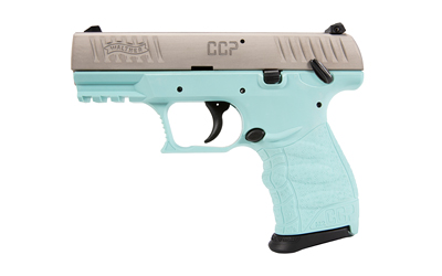 Walther Arms 5083512 CCP M2 + 9mm Luger 8+1 3.54" Barrel, Angel Blue Finish Picatinny Rail Frame, Serrated Sliver Stainless Steel Slide, Finger Grooved Polymer Grip - 5083512 - 723364220746