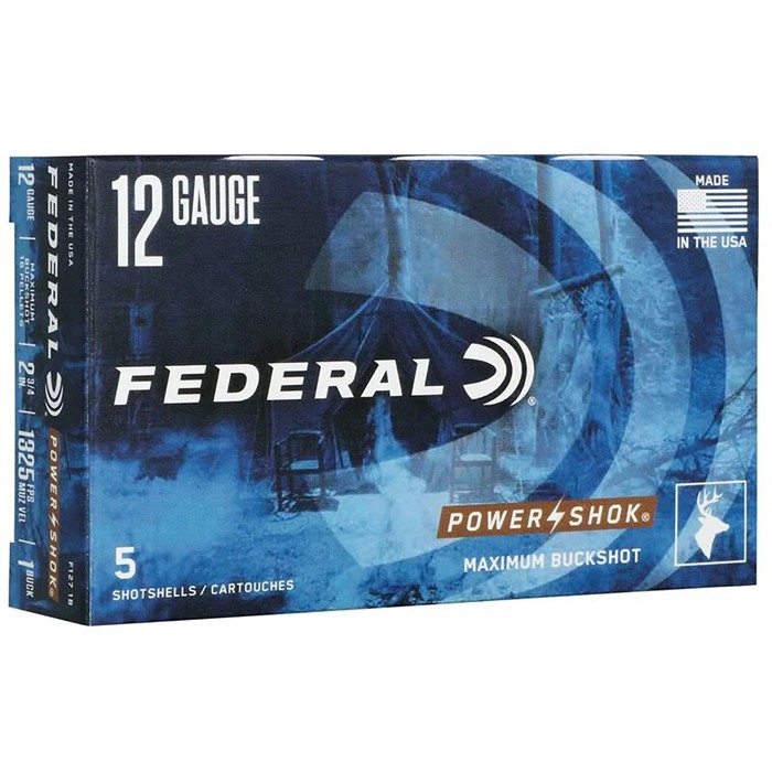 Federal Power-Shok 12 Gauge 1 Buck Shot 16 Grain 5 Rounds