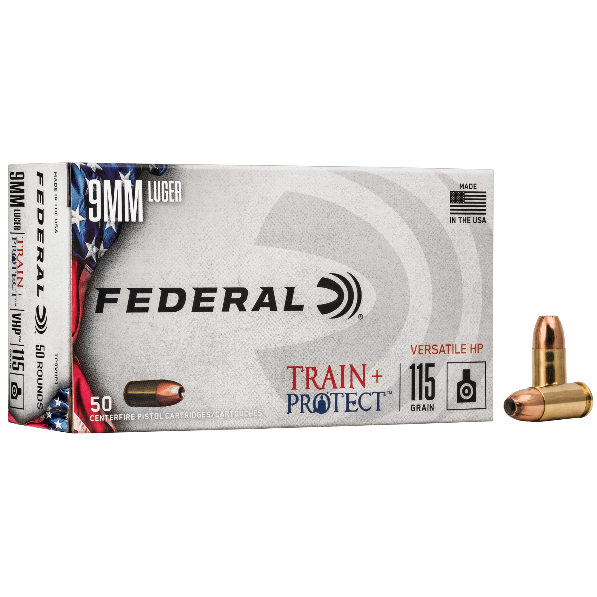Federal Train + Protect 9mm Luger VHP 115 Grain 50 Rounds