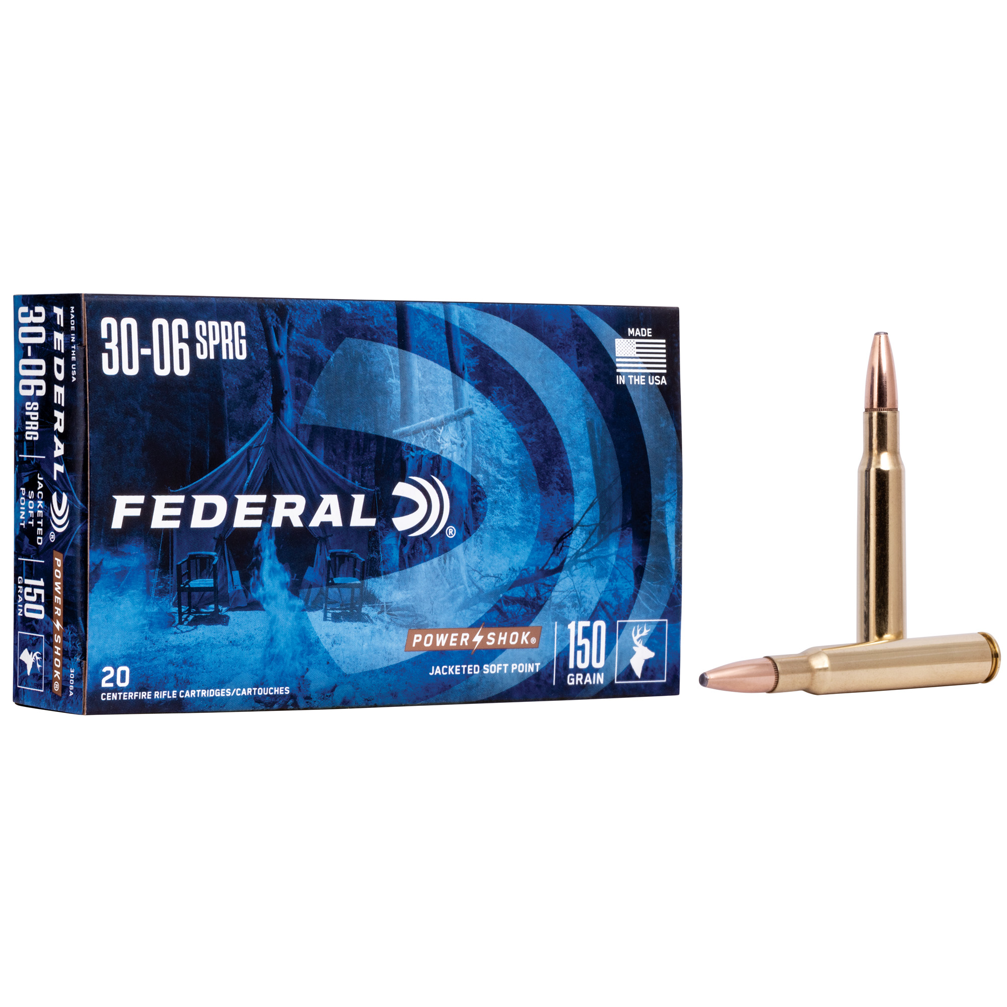 Federal Power-Shok 30-06 Springfield Jacketed Soft Point 150 Grain 20 Rounds