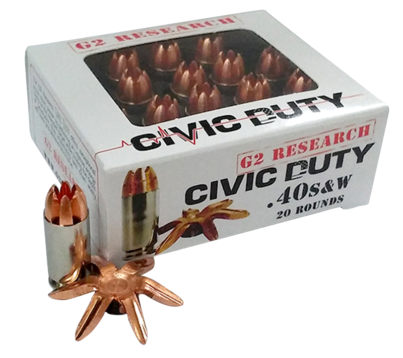 G2 Research G00620 Civic Duty  40S&W 122gr Copper Expansion Projectile 20 Rounds