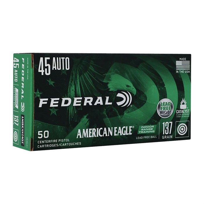 Federal American Eagle Indoor Range Training 45 ACP Copper Encapsulated 137 Grain 50 Rounds