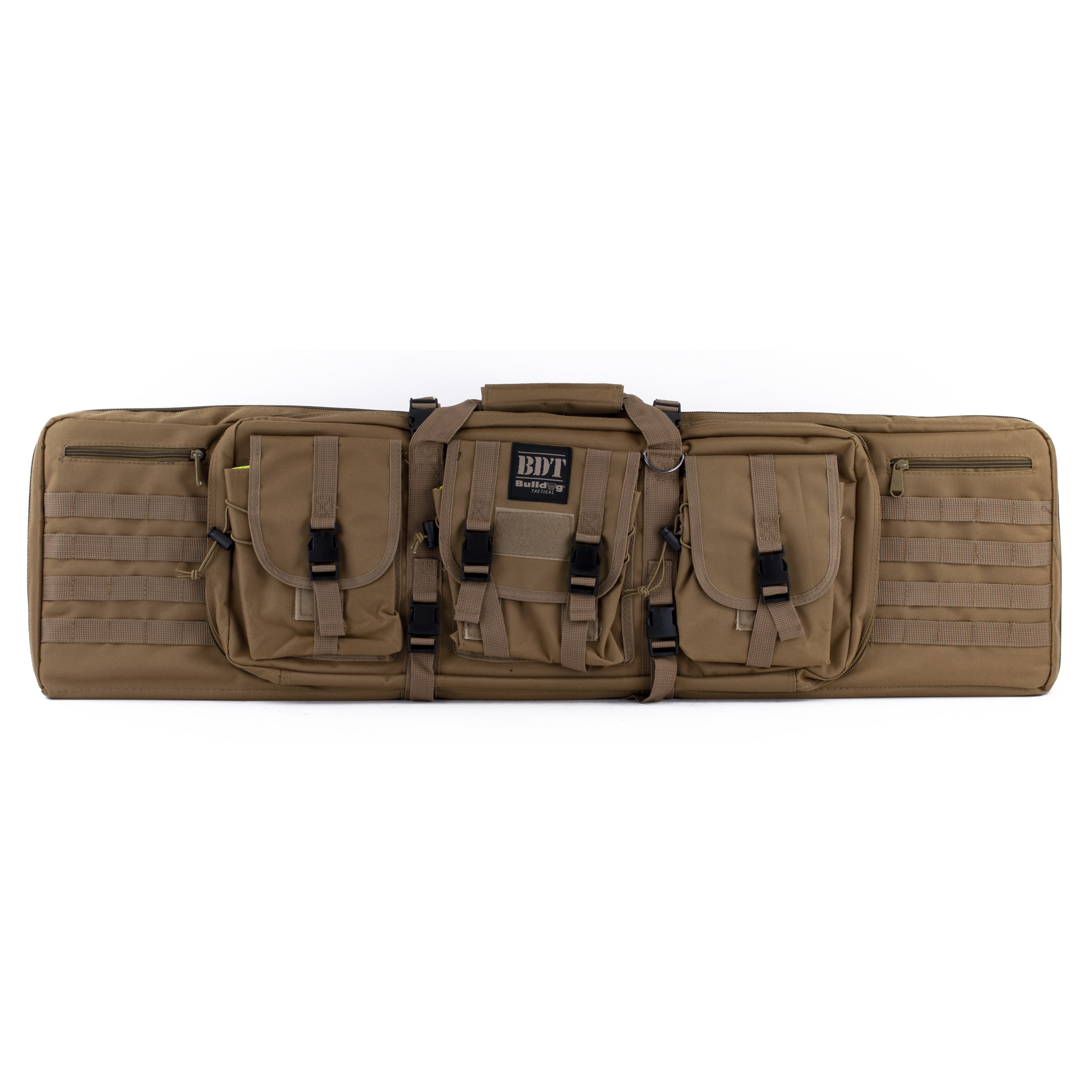 Bulldog BDT6043T BDT Tactical Double 43" Tan Nylon, 3 Accessory Pockets, Deluxe Padded Backstraps Lockable Zippers, Padded Internal Divider