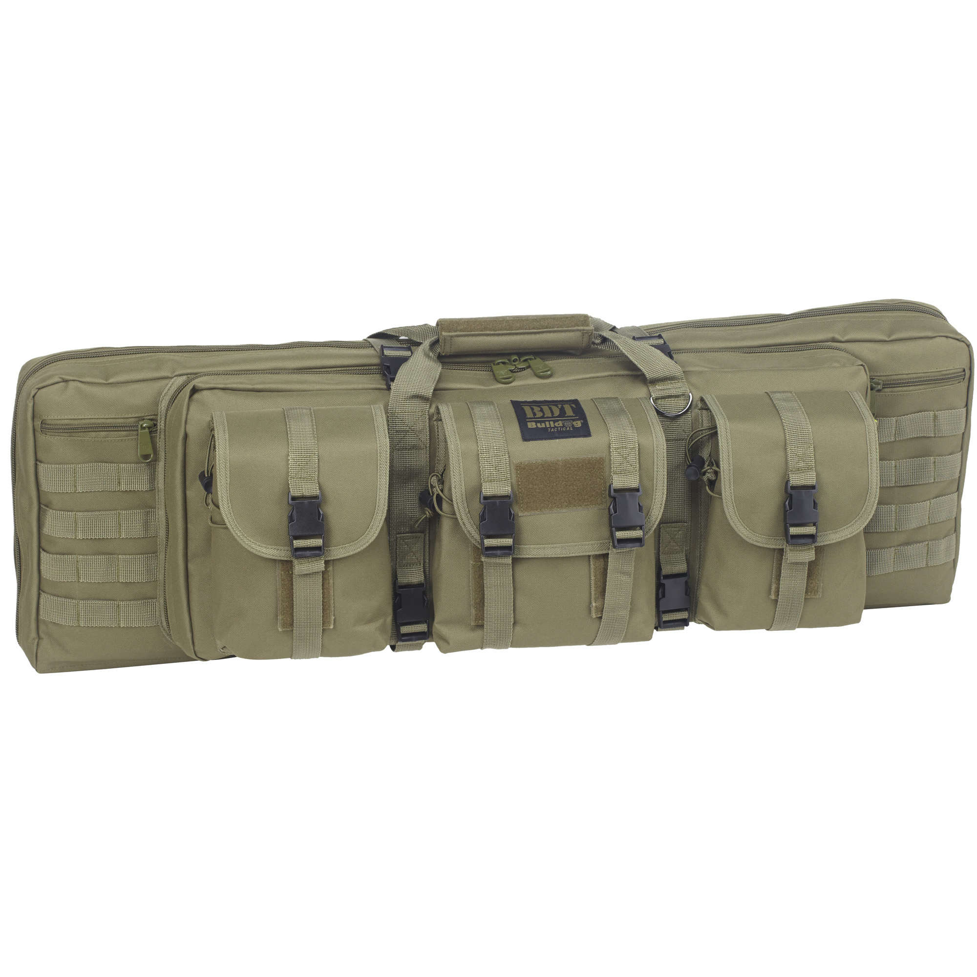 Bulldog BDT4037G BDT Tactical Single Green Nylon, 3 Accessory Pockets, Deluxe Padded Backstraps, Lockable Zippers & Padded