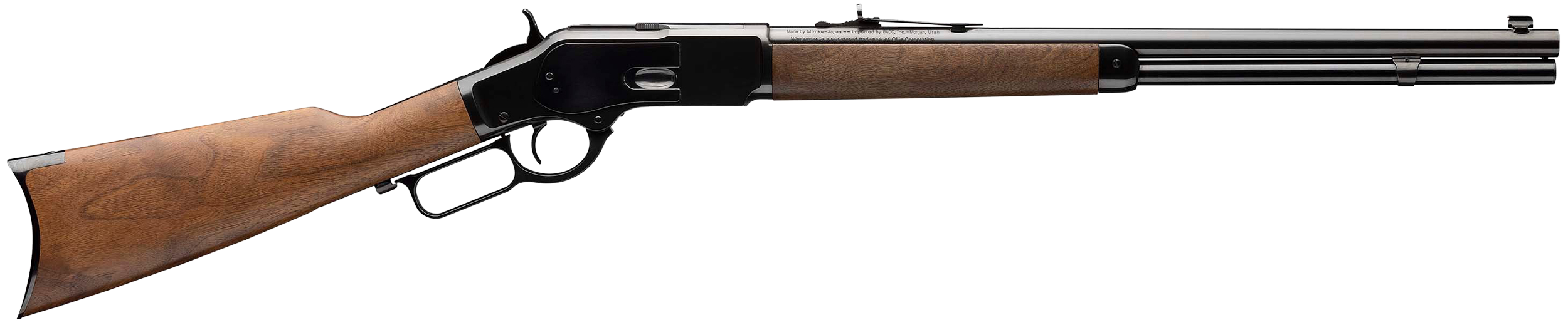 Winchester Repeating Arms 534200140 Model 1873 Short Rifle 44-40 Win 10+1 20" Blued Round Barrel, Rifle-Style Forearm & Cap, Walnut Straight Grip Stock w/Crescent Buttplate, Steel Loading Gate