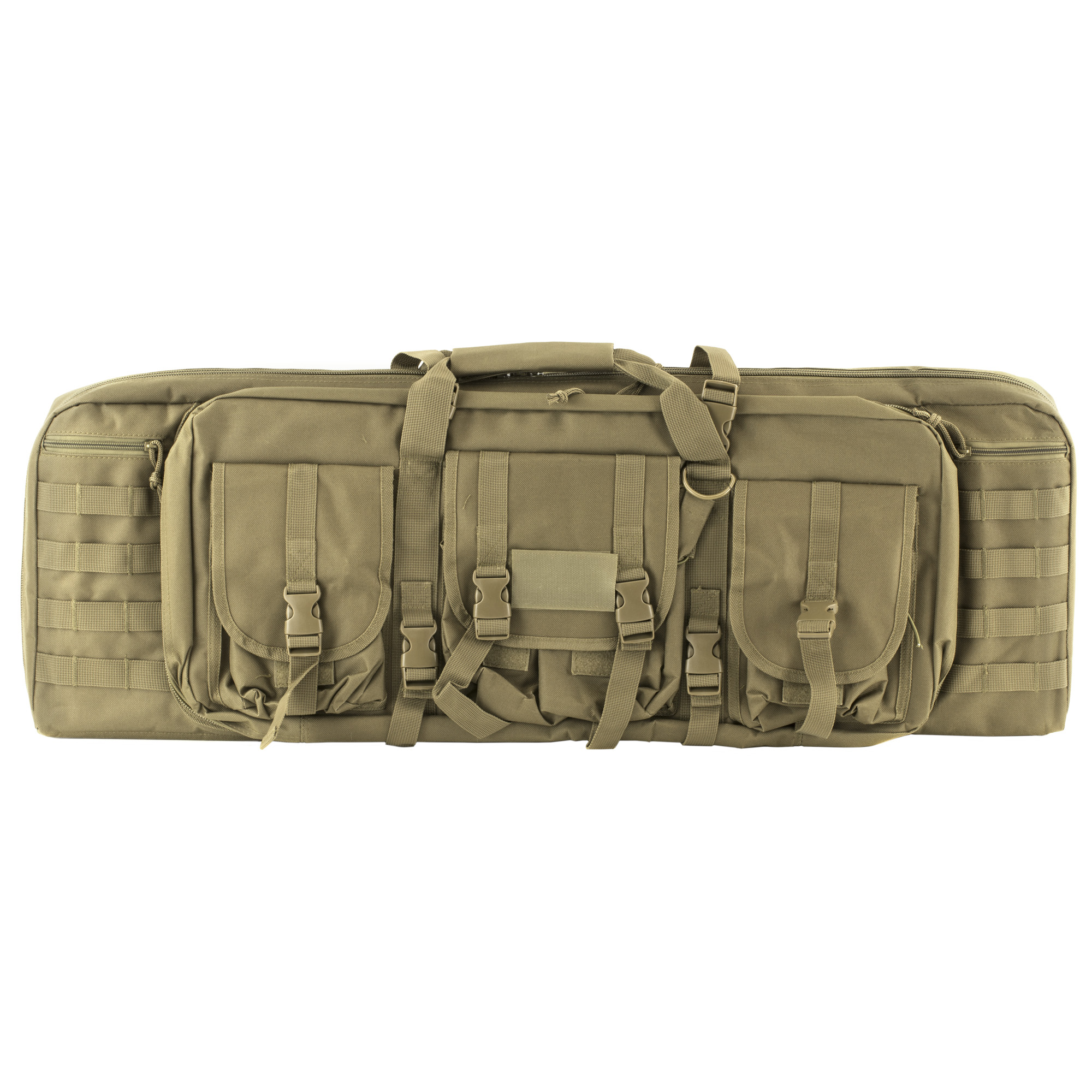 NcStar CVDC2946T36 VISM Double Carbine Case Tan PVC Nylon w/ Foam Padding Lockable Zippers Pockets & MOLLE Webbing