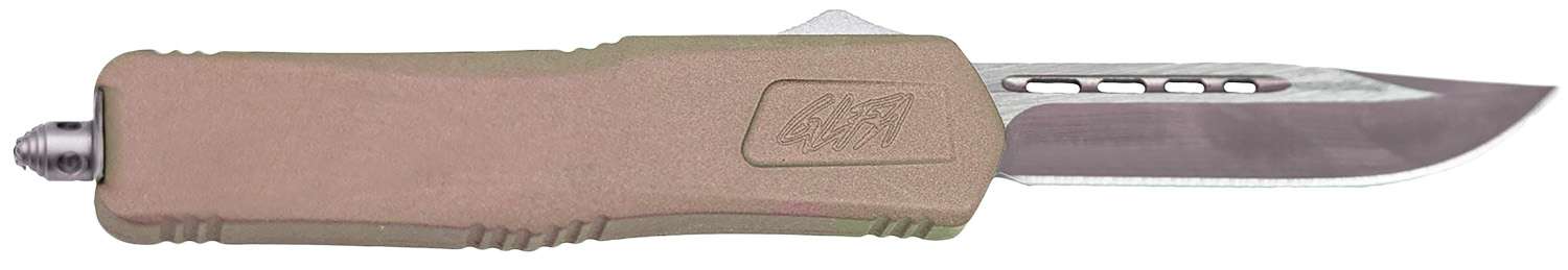 Great Lakes Firearms GLKMDSMTFDE GLFA  Medium 3.50" OTF Plain Steel Blade, Flat Dark Earth Cerakote Aluminum Handle - GLKMDSMTFDE - 638457794489