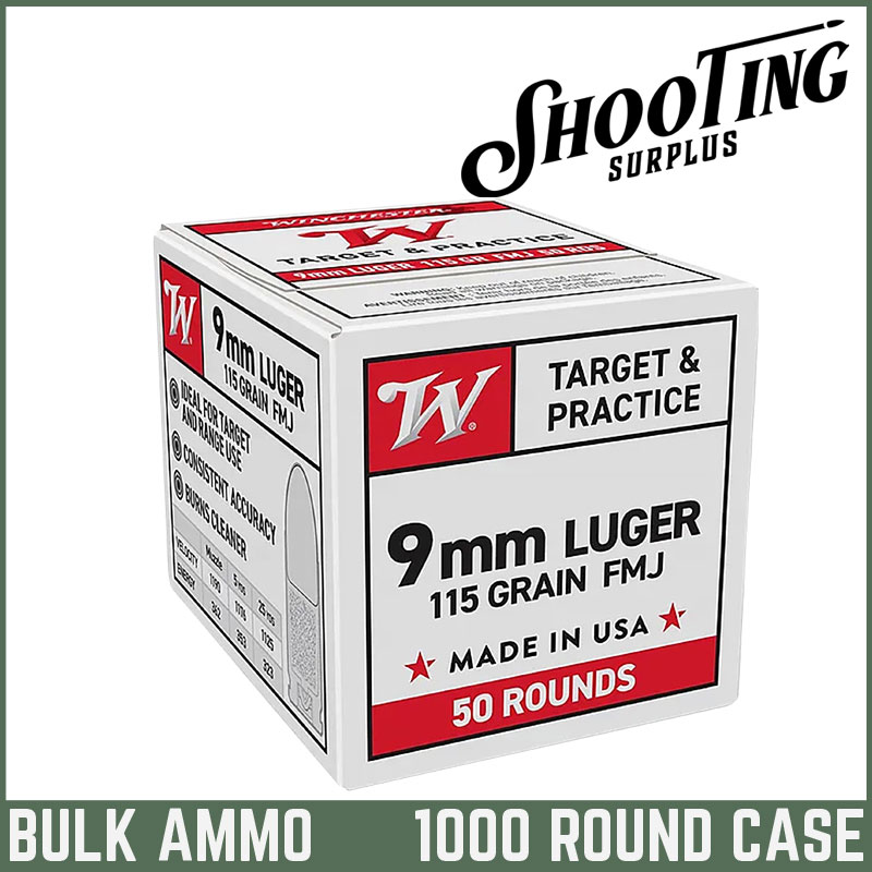 *FREE SHIPPING* Winchester USA Pistol Ammo 9mm FMJ 115 Grain - CASE \ 1000 Rounds