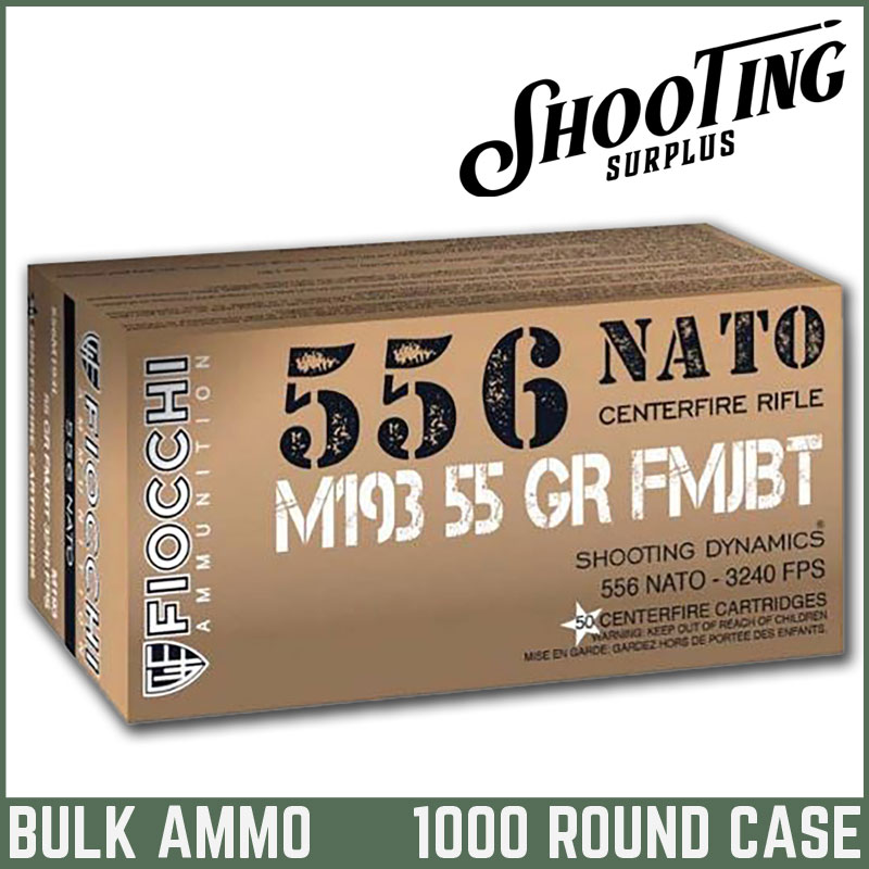 *FREE SHIPPING* Fiocchi M193 5.56 NATO 55 gr. FMJ - CASE \ 1000 Rounds