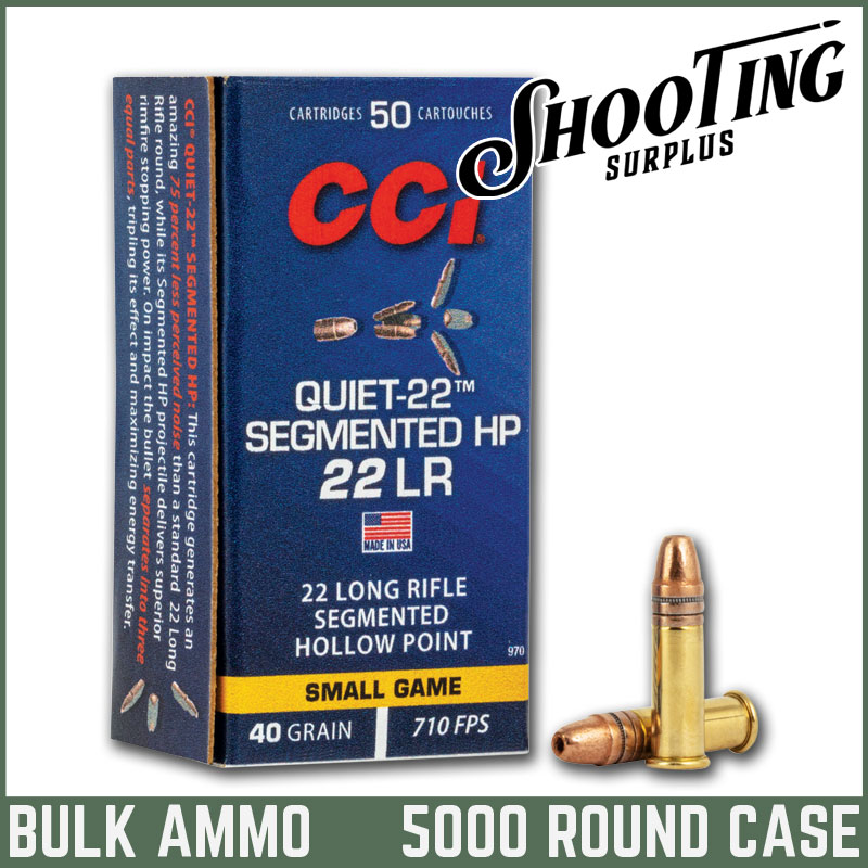 CCI Quiet-22 Rimfire Ammo 22 Long Rifle Segmented Hollow Point 40 Grain - CASE \ 5000 Rounds
