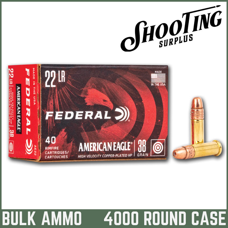 Federal American Eagle 22 Long Rifle Copper Plated Hollow Point 38 Grain - CASE \ 4000 Rounds