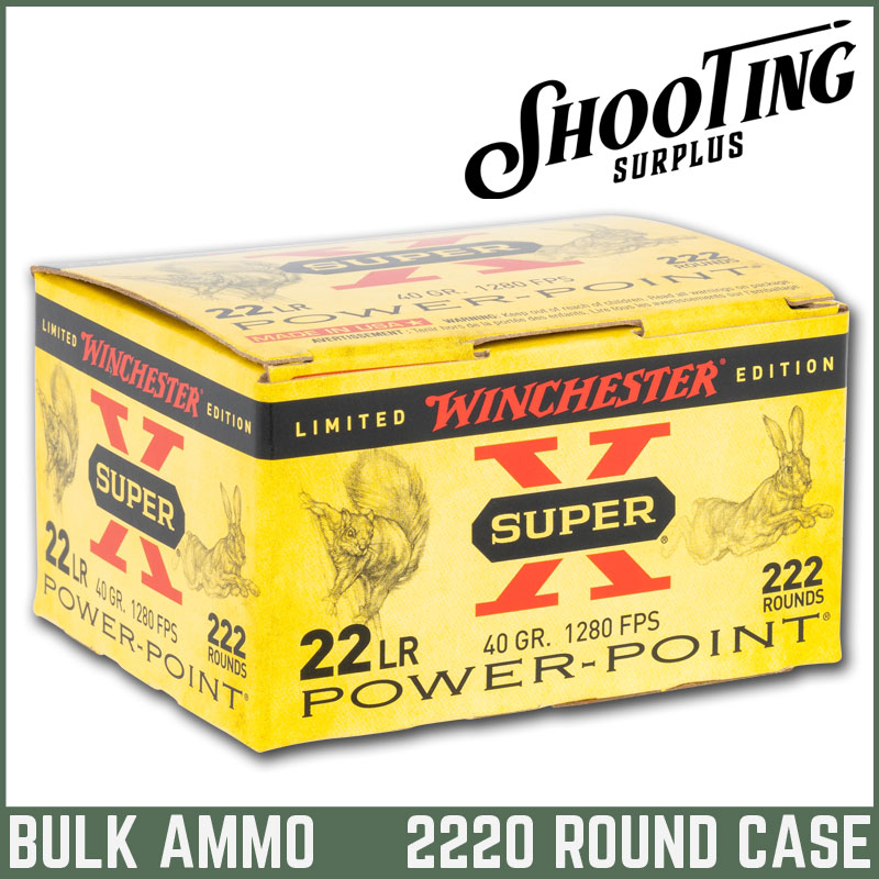 Winchester Super-X 22 Long Rifle Power Point 40 Grain - CASE \ 2220 Rounds