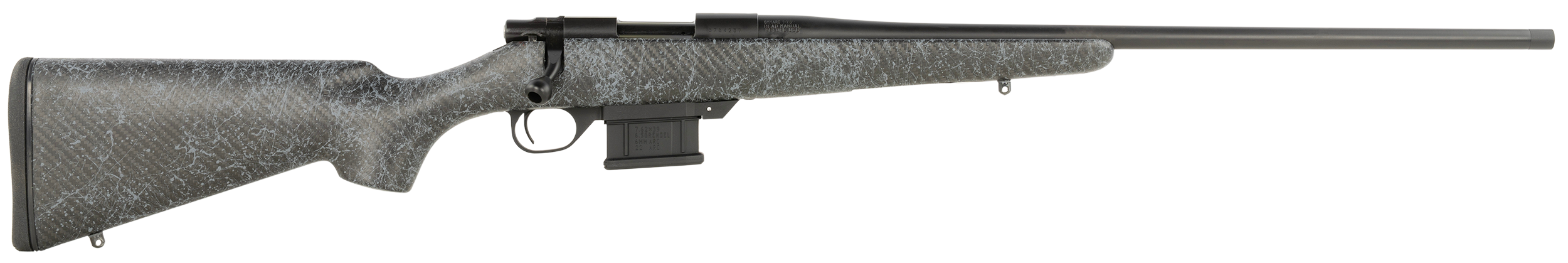 Howa HCBN7MMPRCGW 1500 Carbon Stalker Full Size 7mm PRC 3+1 24" Blued Steel Threaded Barrel, Blued Drilled & Tapped Steel Receiver, Fixed Stocky's Black Carbon Fiber w/Gray Webbing Stock, - HCBN7MMPRCGW - 682146888249