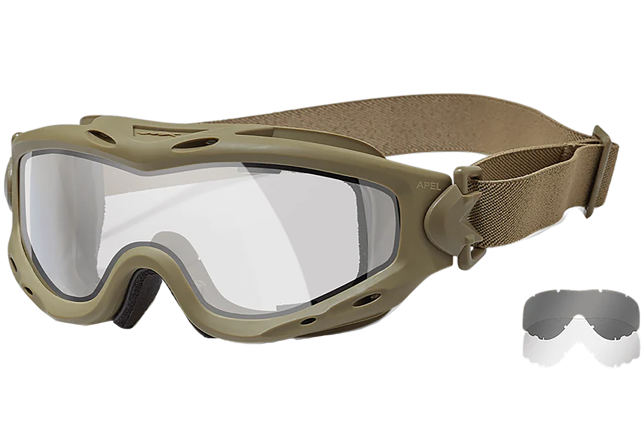 Wiley X SP30DLT Spear Apel Goggles Clear Lens Tan Frame