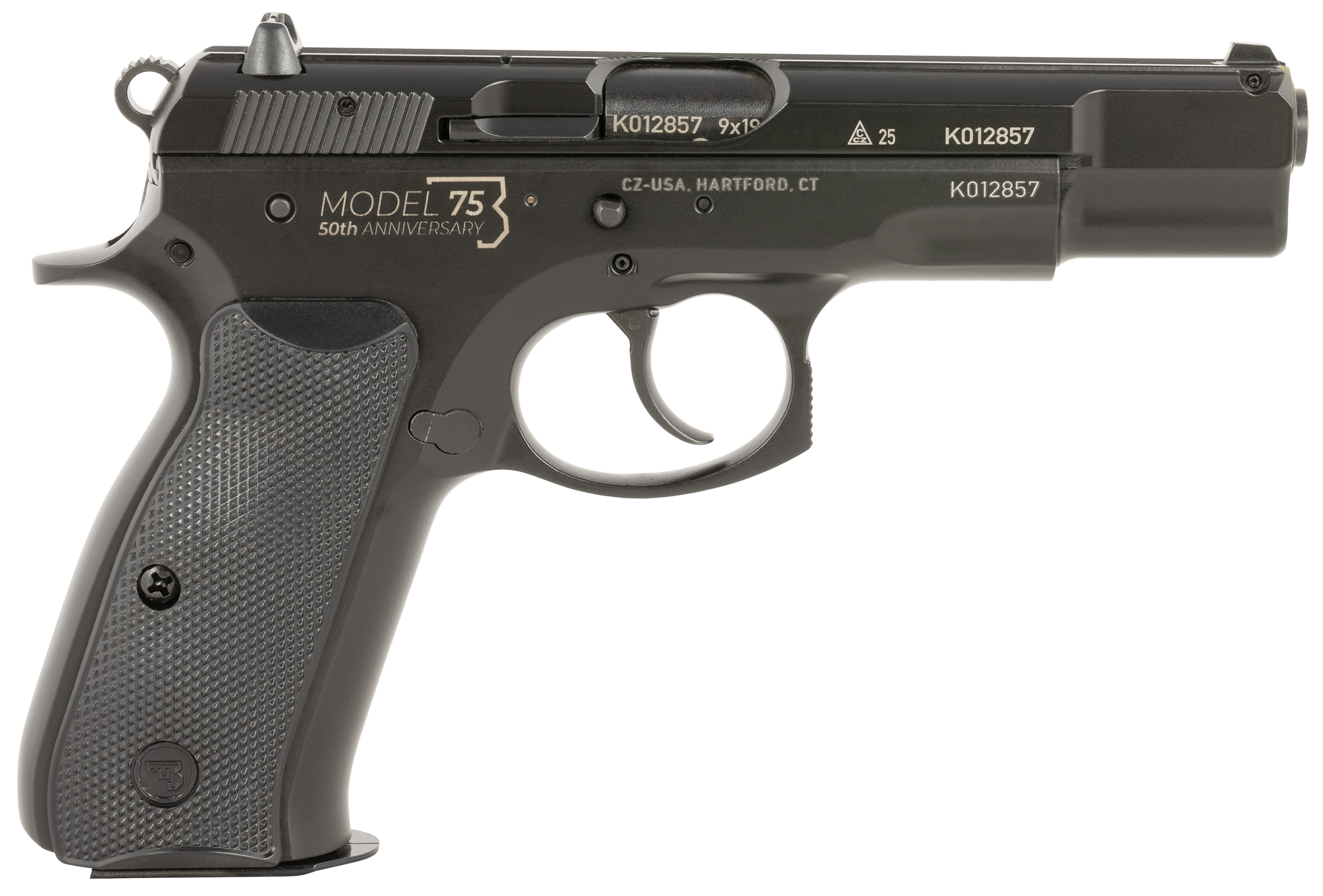 CZ 75 B 50th Anniversary 9mm Luger 4.6" 10+1 Steel Slide Polycoat Frame