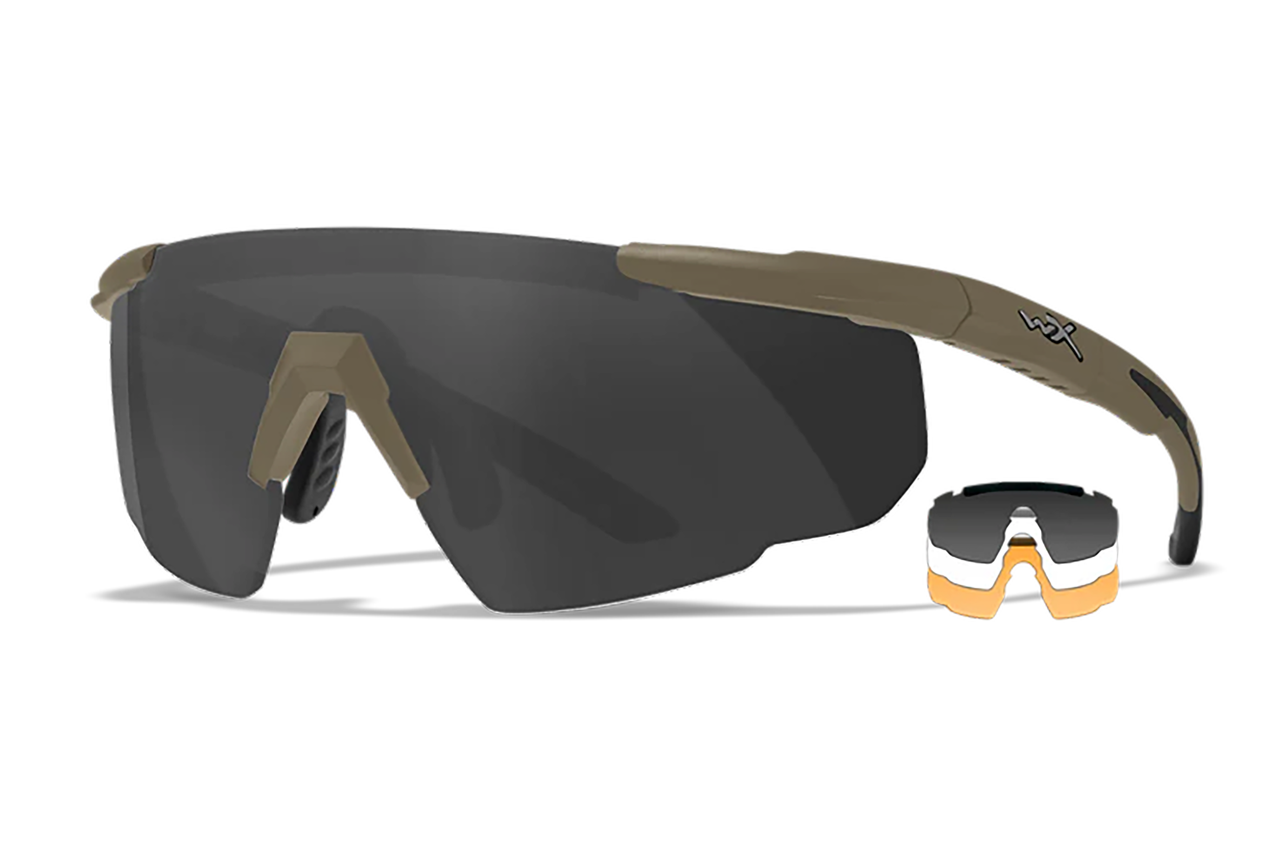 Wiley X 308T Saber Advanced  Smoke Gray/Clear/Light Rust Lens Polycarbonate Matte Tan Frame
