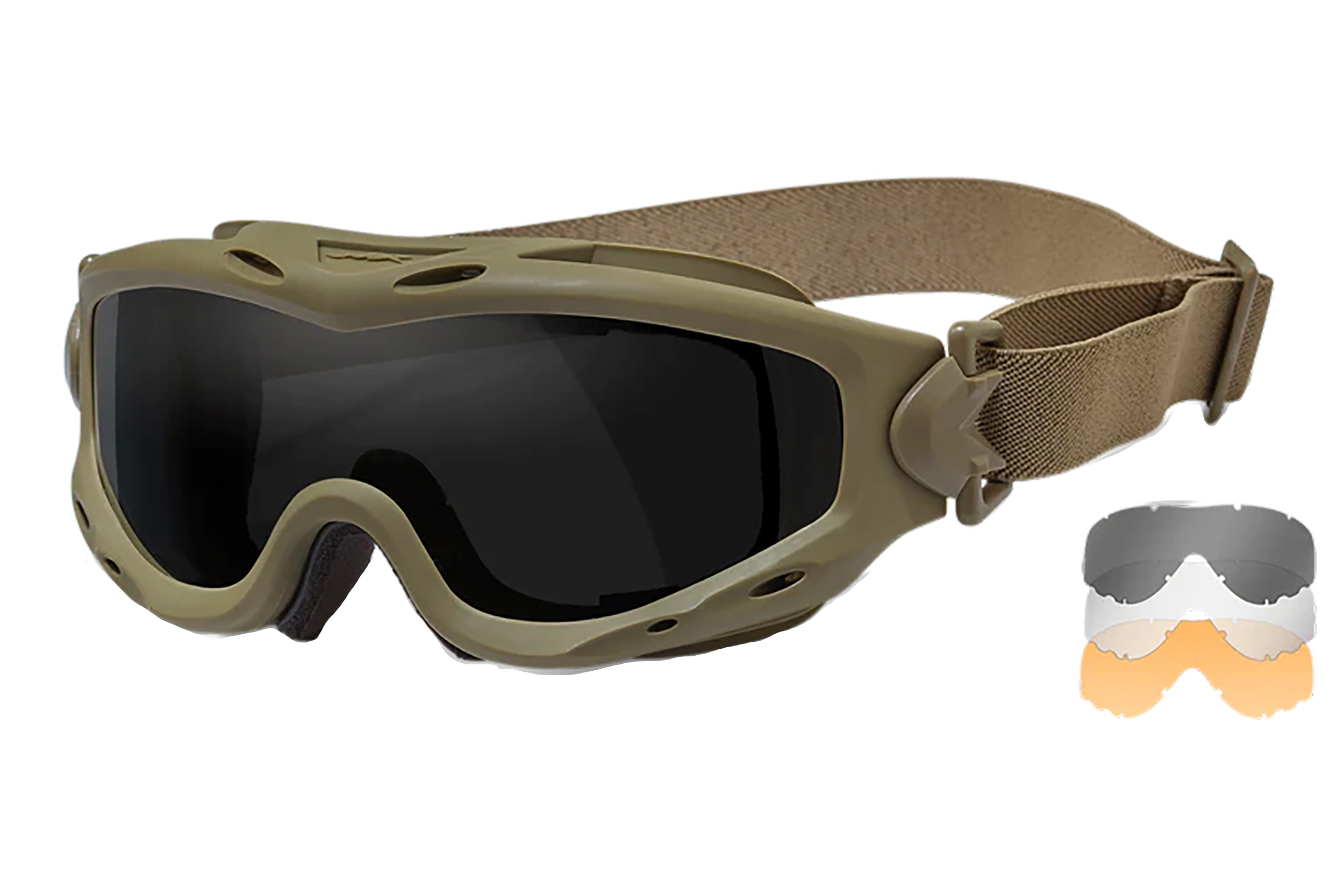 Wiley X SP293T Spear Goggles Smoke Gray/Clear/Light Rust Lens Tan Frame